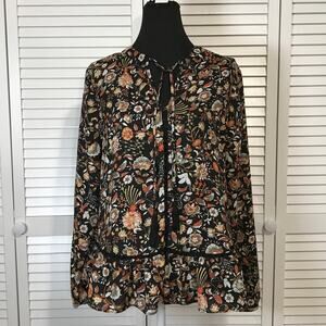 a.n.a. A New Approach Boho Floral Embroidered Peplum Hem Blouse Women PL